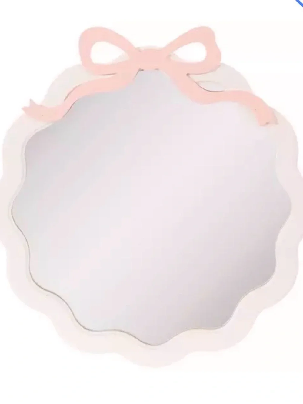 🆕- Pink Bow Coquette Wood Wall Mirror.